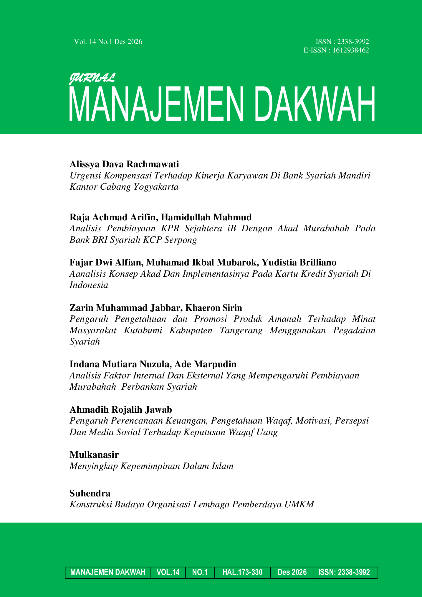 					View Vol. 14 No. 1 (2026): Januari Juni
				